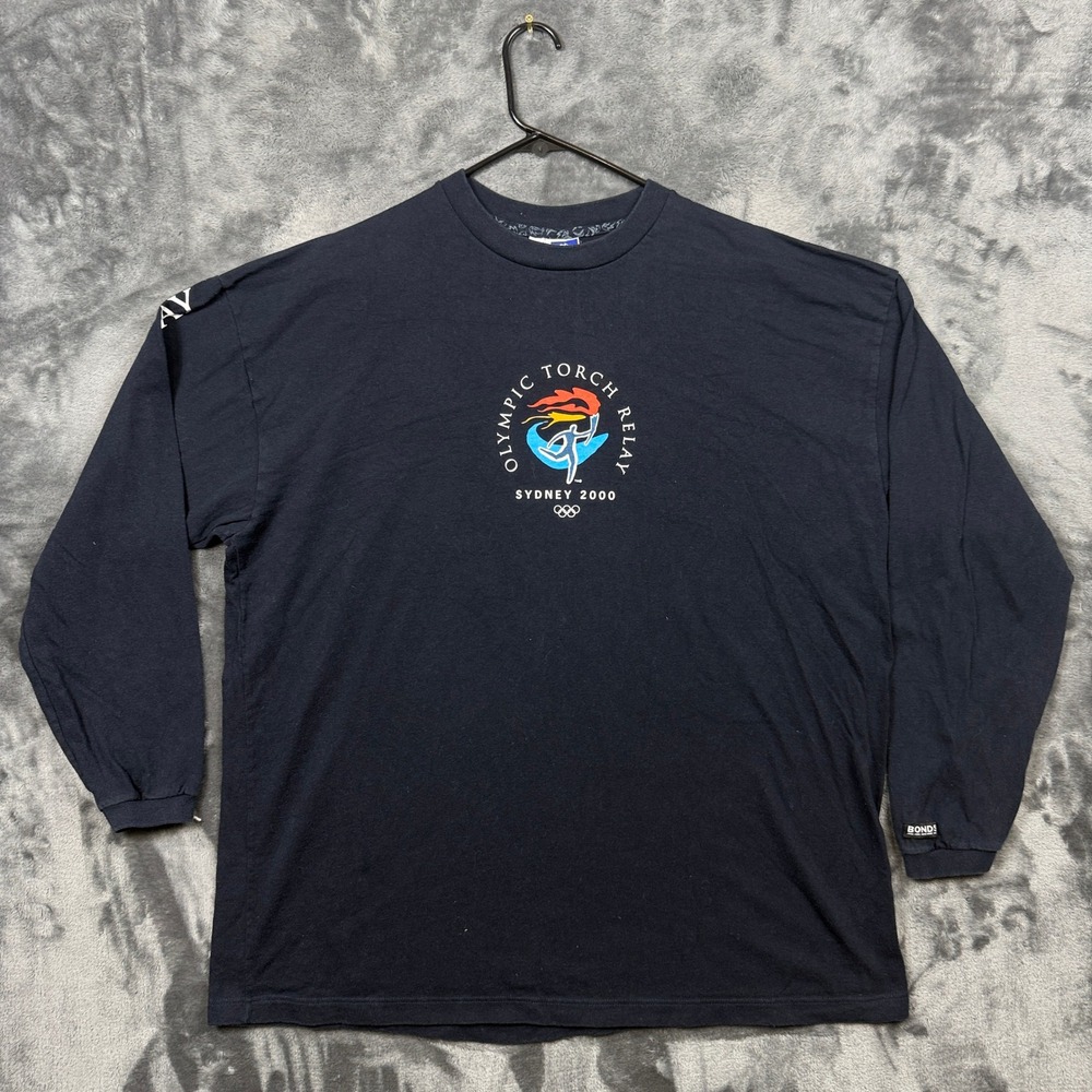 Bonds T-Shirt Mens XL Blue Excellent Sydney 2000 Olympic Torch Relay Long Sleeve